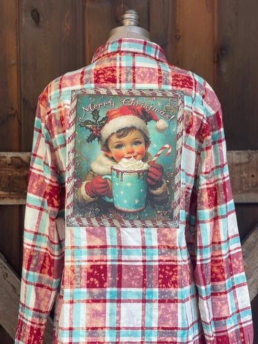 HOME FROM SLEDDING Art Flannel- Ribbon Candy Plaid